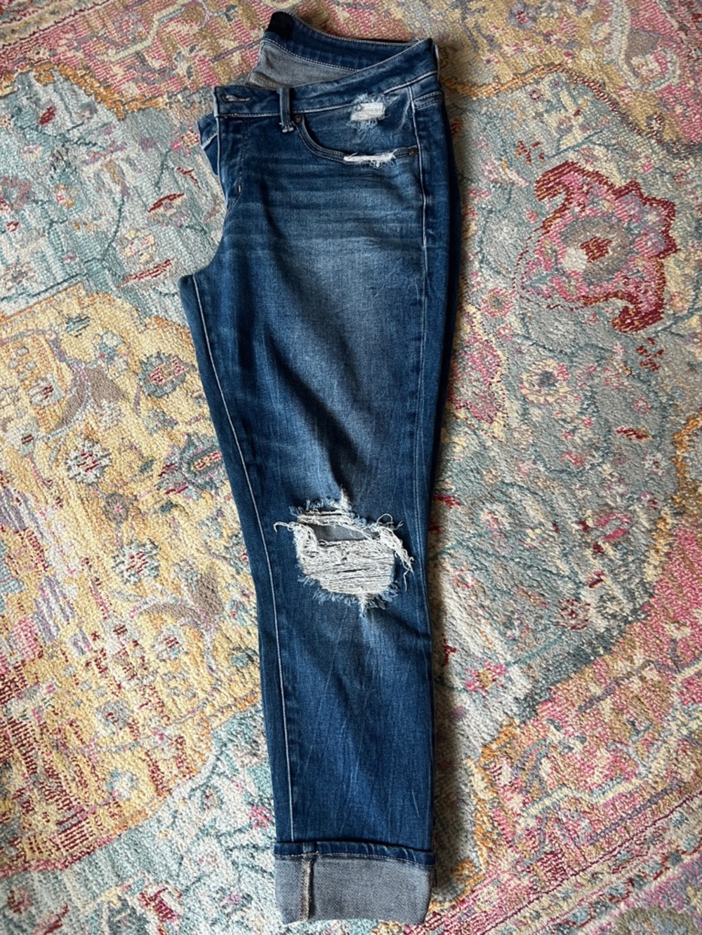 Buckle Women's Dark Blue Distressed Skinny Jeans 32x27